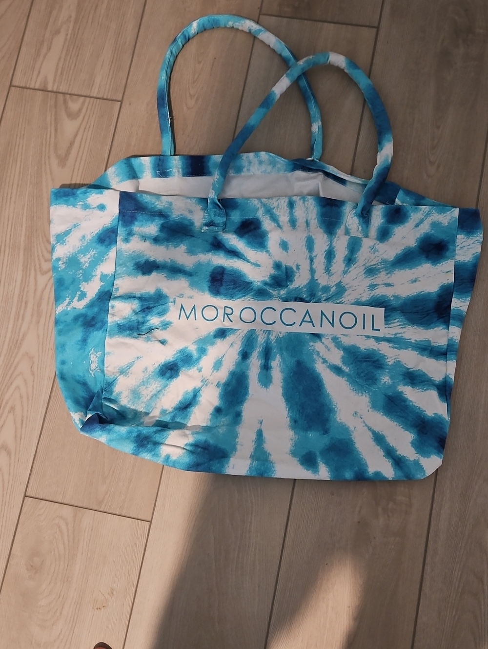 Moroccanoil Blue Tie-Dye Canvas Tote Bag 21x16"